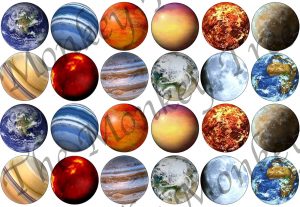 solar system planets earth mars moon Jupiter space birthday cake edible image cupcake