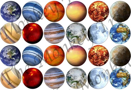 solar system planets earth mars moon Jupiter space birthday cake edible image cupcake