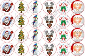 christmas snowman edible cake topper fondant party Santa cupcake reindeer candy