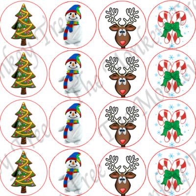 christmas snowman edible cake topper fondant party Santa cupcake reindeer candy