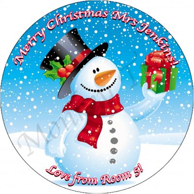 Personalised Christmas Snowmen Snowman Snow Edible Icing Party Cake Topper 
