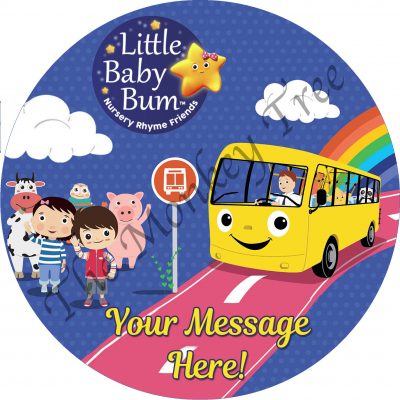 little baby bum edible cake topper image Auckland birthday party cake wheels on the bus