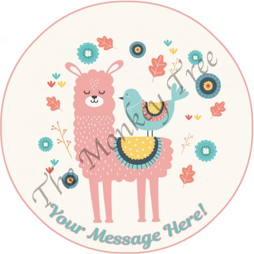 llama and bird vintage look shabby chic edible cake image topper fondant birthday cupcake