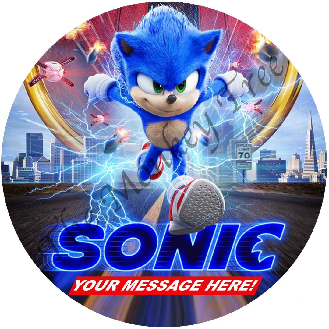 Sonic the Hedgehog Movie Edible Cake Image Topper Circle