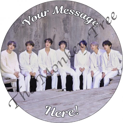 BTS bangtan boys music tour edible cake image topper birthday party disco k pop