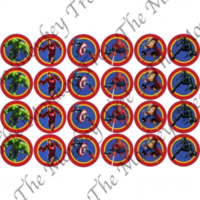 avengers cupcake edible image Spiderman hulk, cant America, Thor, black panther, iron man, birthday, cake