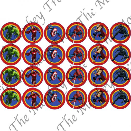 avengers cupcake edible image Spiderman hulk, cant America, Thor, black panther, iron man, birthday, cake