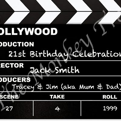 clapperboard Hollywood celebration edible cake image topper 21st 30th 40th 50th