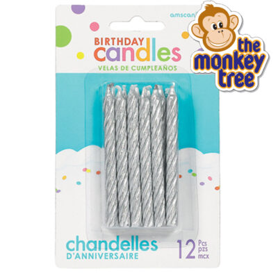 Amscan silver glitter twist candles pack of 12