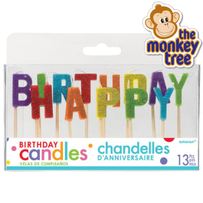 bright colourful happy birthday candles