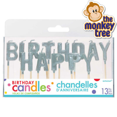 amscan happy birthday silver metallic candles