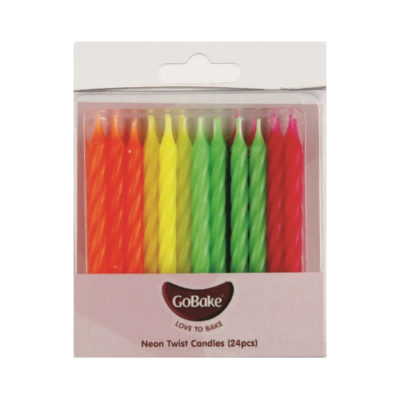 Neon twist green yellow orange and red birthday candle