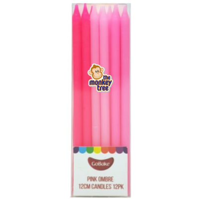 pink ombre tall candles birthday cake