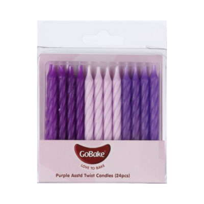 purple twist candle birthday cake