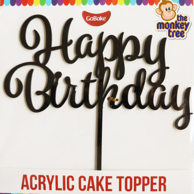 black satin finish happy birthday acrylic cake topper