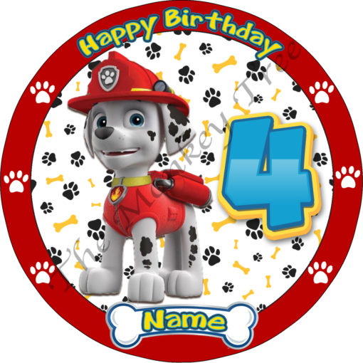 paw patrol edible image fondant cake Marshall