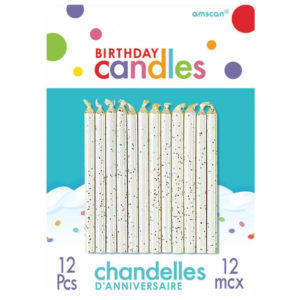 white glitter candles birthday cake party