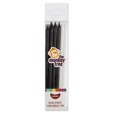 black white candles go bake
