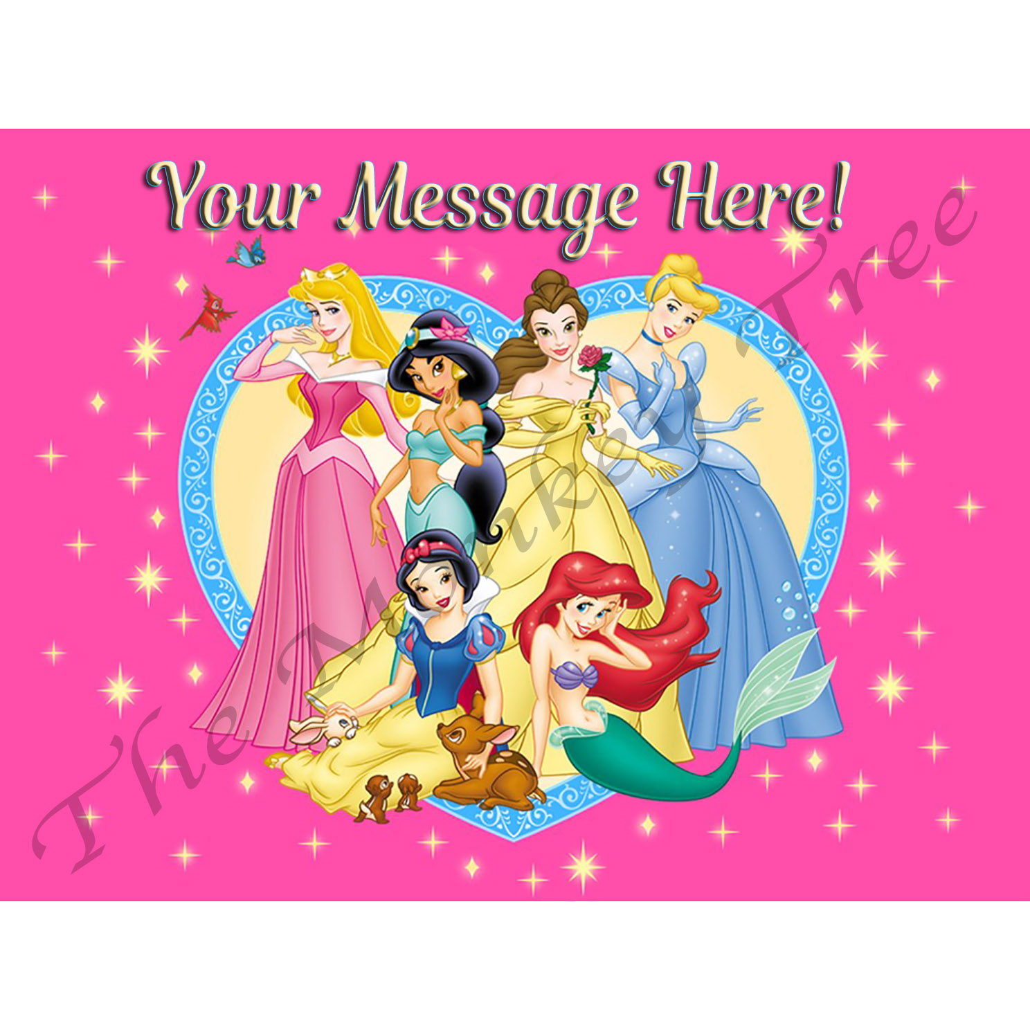 Disney Princess Edible Birthday Cake Topper With Your Personalised Message