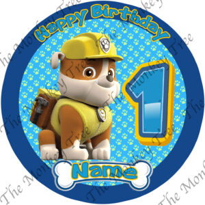 paw patrol rubble edible cake topper fondant birthday dog