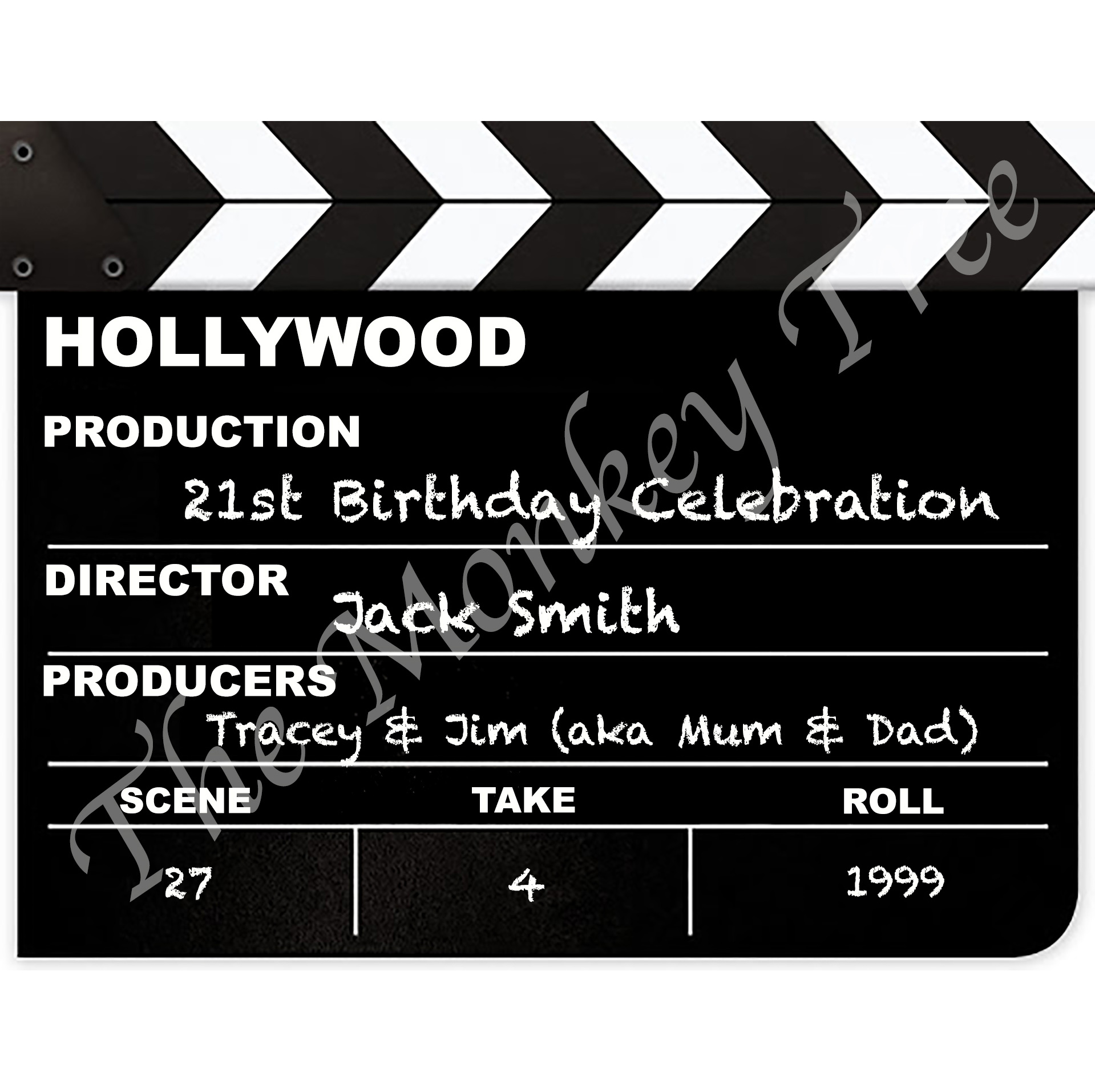 Hollywood Clapper Board Edible Cake Image Topper - can be personalised! -  The Monkey Tree