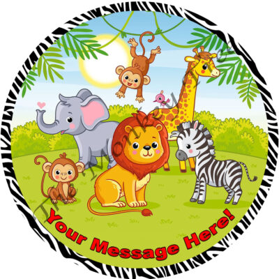 jungle edible image fondant cake tiger lion giraffe topper