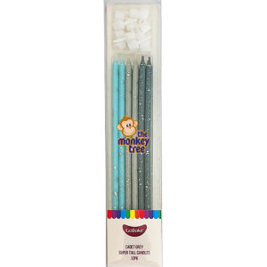 super tall glitter blue silver grey candles