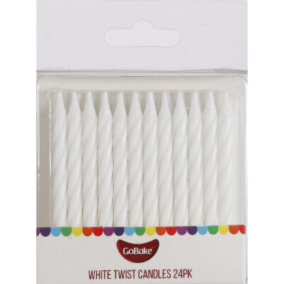 white twist birthday cake candle