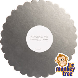 scallop shaped cake board silver