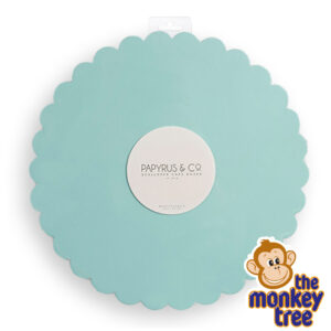 scallop shaped cake board blue