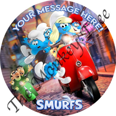 smurfs movie edible cake image topper fondant