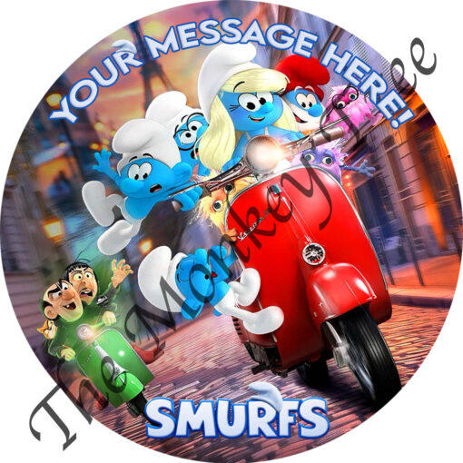 smurfs movie edible cake image topper fondant