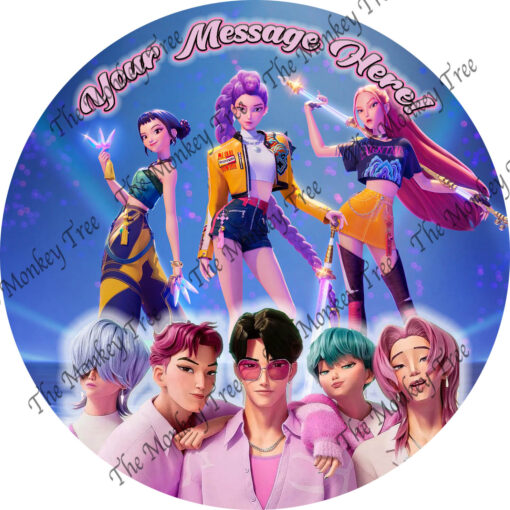 k-pop demon hunters edible cake image topper