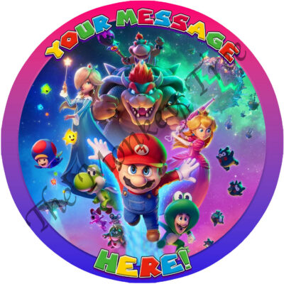 super Mario galaxy movie edible cake topper image birthday cupcake