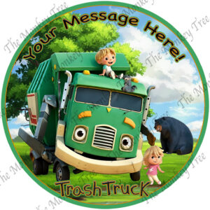 trash truck edible image cake topper