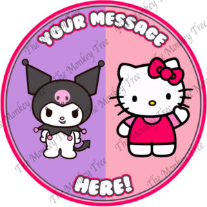 sanrio kuromi and hello kitty edible iamge cake topper