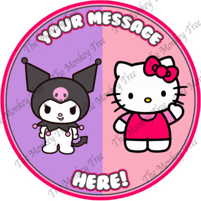 sanrio kuromi and hello kitty edible iamge cake topper