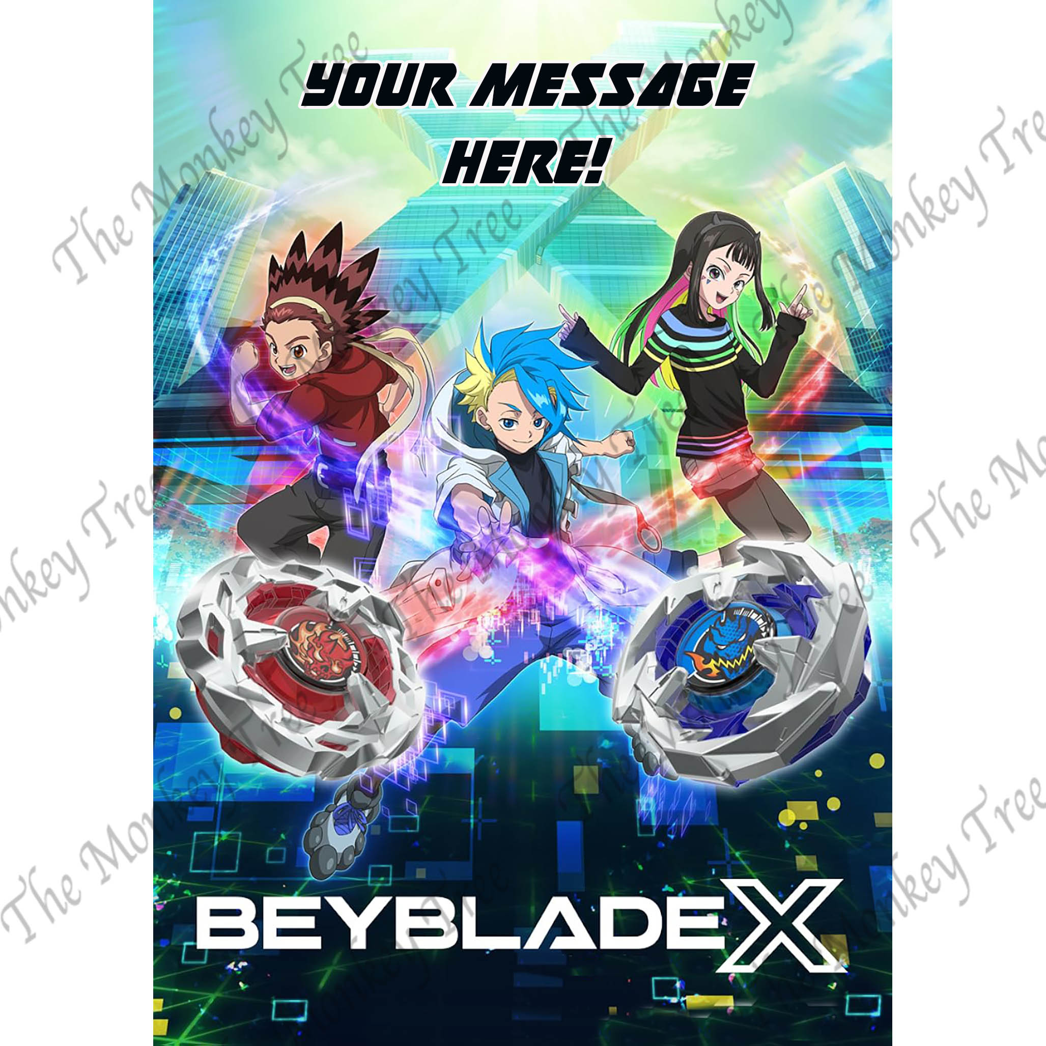 beyblade x edible image cake print